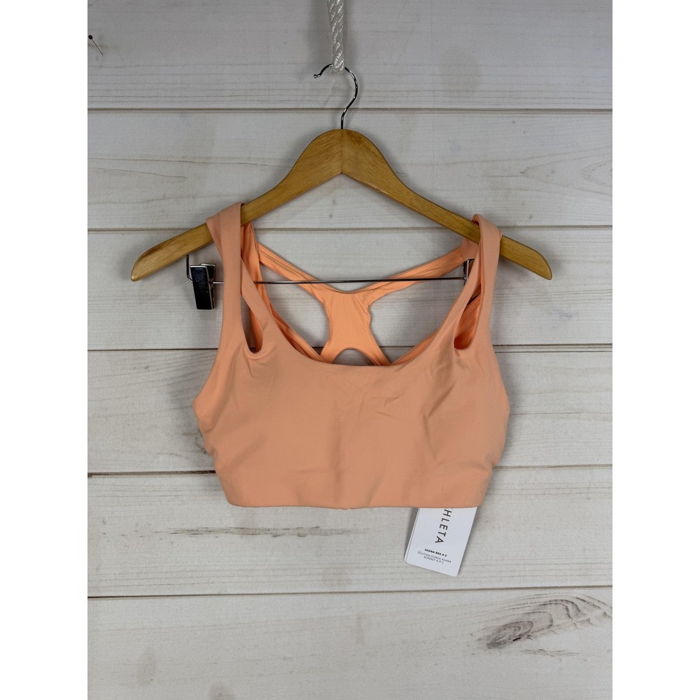 Athleta Sports Bra Womens Small Petite Peach Asana Crossback Padded Yoga